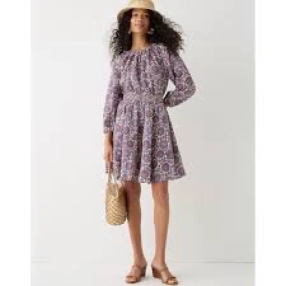 NWT J. Crew Palermo smocked-waist mini dress in floral bouquet linen - Picture 2 of 11